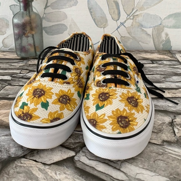 #02 VANS Off The Wall Authentic Sunflower White Classic Sneaker Skater Shoe Lace - Picture 3 of 8